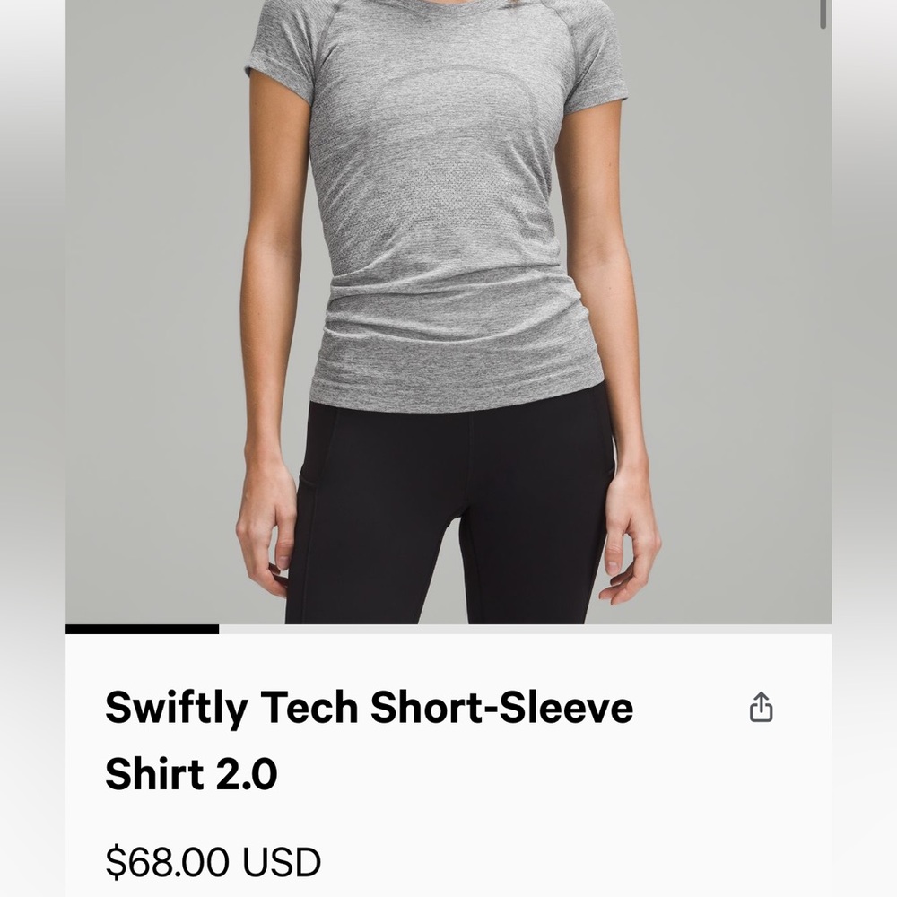 LULULEMON GRAY SWIFTLY TECH SIZE 4! Short Sleeve, Full Length 🌅🌈🪞